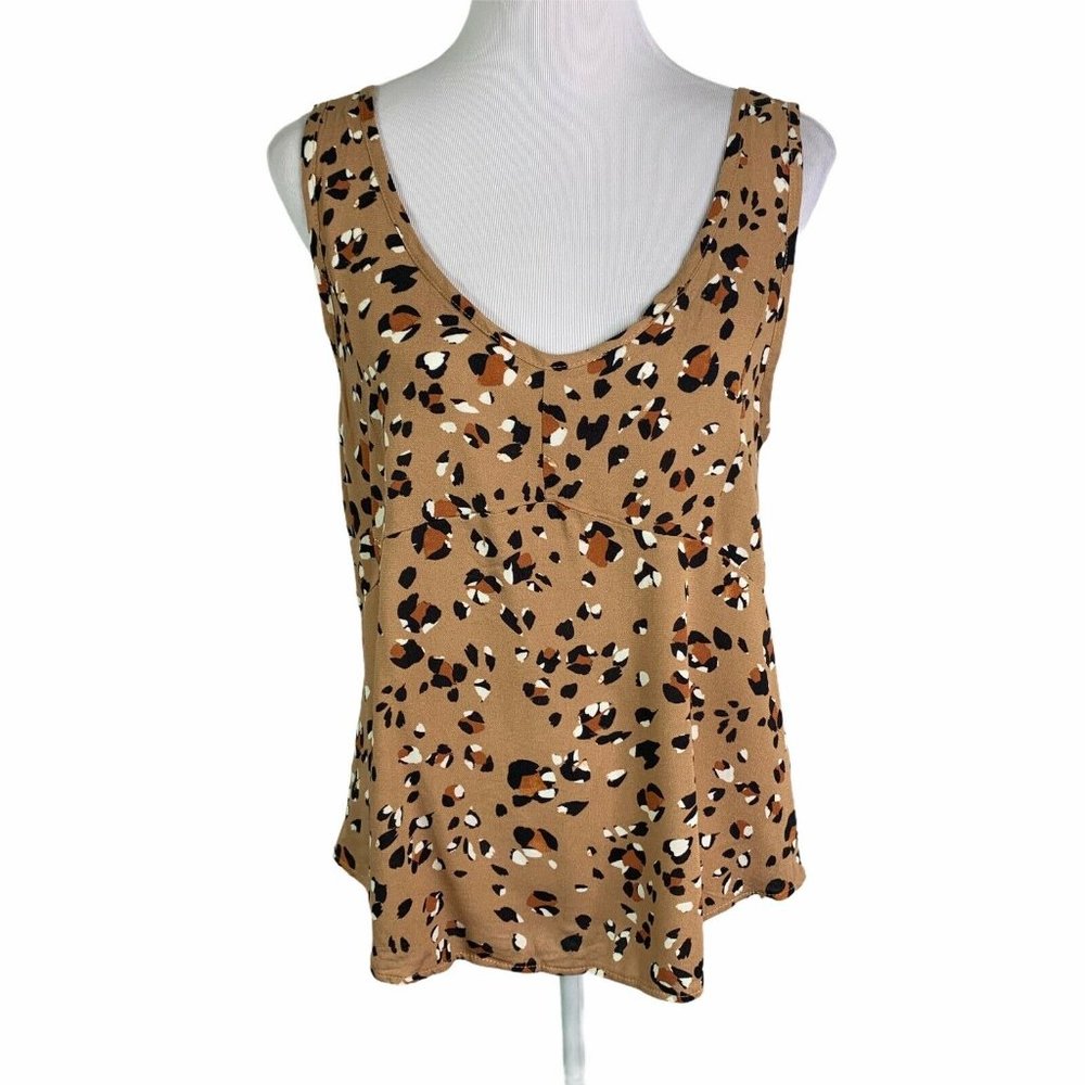 Saltwater Luxe Brown Cheetah Print Scoop Neck Top